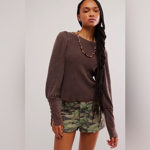 Free People Tops - Free People Chocolate Knit Blouse